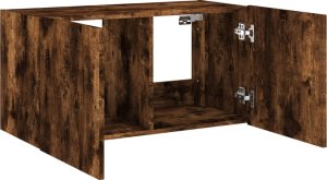 vidaXL Ścienna szafka TV z LED, przydymiony dąb, 80x35x41 cm 8