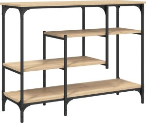 vidaXL Stolik konsolowy z półkami, dąb sonoma, 100x35x75 cm 2