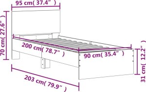 vidaXL Rama łóżka z wezgłowiem, biała, 90x200 cm 9