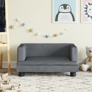 vidaXL Sofa dla dzieci, ciemnoszara, 60x40x30 cm, aksamit 1