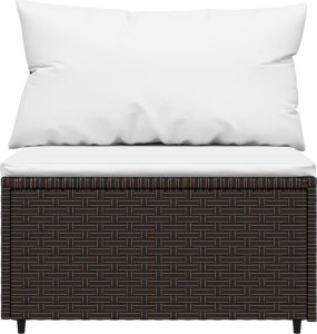 vidaXL Środkowy moduł sofy z poduszkami, brązowy, polirattan 3