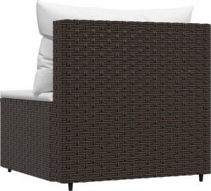 vidaXL Środkowy moduł sofy z poduszkami, brązowy, polirattan 4