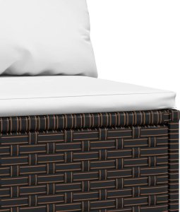 vidaXL Środkowy moduł sofy z poduszkami, brązowy, polirattan 5