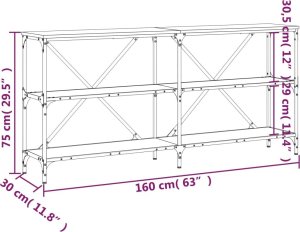 vidaXL Stolik konsolowy, dąb sonoma, 160x30x75 cm 9