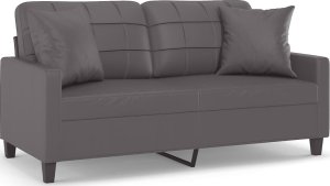 vidaXL 2-osobowa sofa z poduszkami, szara, 140 cm, sztuczna skóra 2
