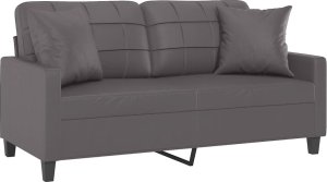vidaXL 2-osobowa sofa z poduszkami, szara, 140 cm, sztuczna skóra 3