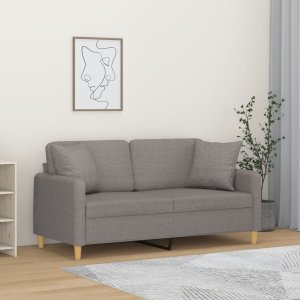 vidaXL 2-osobowa sofa z poduszkami, taupe, 140 cm, tkanina 1