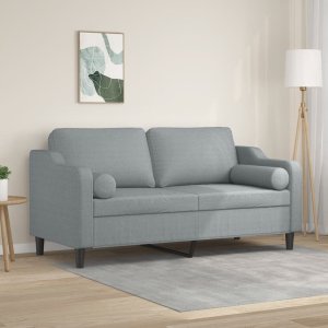 vidaXL 2-osobowa sofa z poduszkami, jasnoszara, 140 cm, tkanina 1