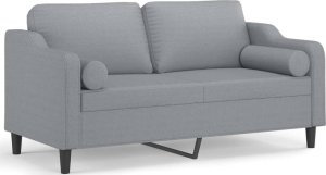 vidaXL 2-osobowa sofa z poduszkami, jasnoszara, 140 cm, tkanina 2