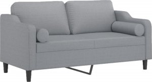 vidaXL 2-osobowa sofa z poduszkami, jasnoszara, 140 cm, tkanina 3