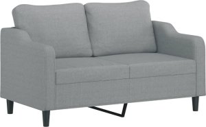 vidaXL 2-osobowa sofa z poduszkami, jasnoszara, 140 cm, tkanina 4
