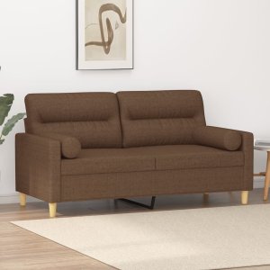 vidaXL 2-osobowa sofa z poduszkami, brązowa, 140 cm, tkanina 1