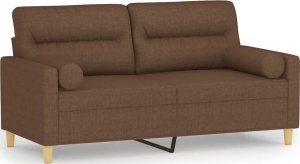 vidaXL 2-osobowa sofa z poduszkami, brązowa, 140 cm, tkanina 2