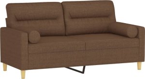 vidaXL 2-osobowa sofa z poduszkami, brązowa, 140 cm, tkanina 3