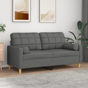 vidaXL 2-osobowa sofa z poduszkami, ciemnoszara, 140 cm, tkanina 1