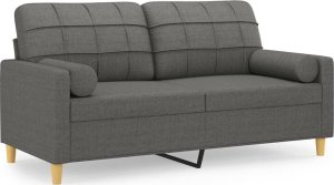 vidaXL 2-osobowa sofa z poduszkami, ciemnoszara, 140 cm, tkanina 2