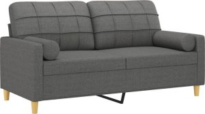 vidaXL 2-osobowa sofa z poduszkami, ciemnoszara, 140 cm, tkanina 3