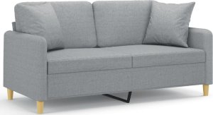 vidaXL 2-osobowa sofa z poduszkami, jasnoszara, 140 cm, tkanina 2
