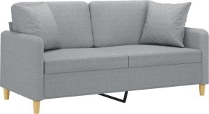 vidaXL 2-osobowa sofa z poduszkami, jasnoszara, 140 cm, tkanina 3