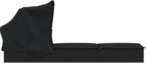 vidaXL Leżak ze składanym dachem, czarny, 213x63x97 cm, polirattan 6