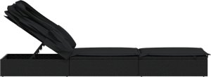 vidaXL Leżak ze składanym dachem, czarny, 213x63x97 cm, polirattan 7