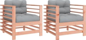 vidaXL Fotele ogrodowe z poduszkami, 2 szt., lite drewno daglezjowe 2