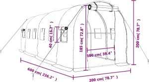 vidaXL Szklarnia ze stalową ramą, zielona, 12 m, 6x2x2 m 12