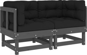 vidaXL Siedziska narożne z poduszkami, 2 szt., szare, drewno sosnowe 2