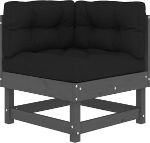 vidaXL Siedziska narożne z poduszkami, 2 szt., szare, drewno sosnowe 4