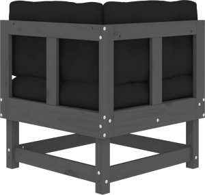 vidaXL Siedziska narożne z poduszkami, 2 szt., szare, drewno sosnowe 7