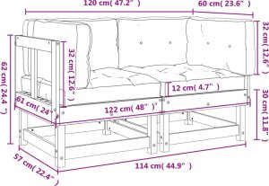 vidaXL Siedziska narożne z poduszkami, 2 szt., szare, drewno sosnowe 10