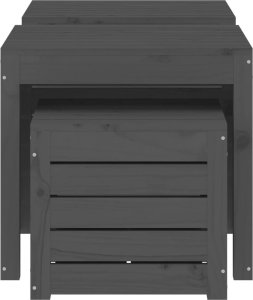 vidaXL 3-cz. zestaw skrzyń ogrodowych, szary, lite drewno sosnowe 6