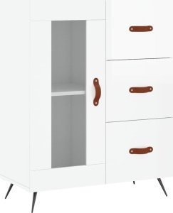 vidaXL Szafka, biała, połysk, 69,5x34x90 cm 2