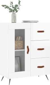 vidaXL Szafka, biała, połysk, 69,5x34x90 cm 3