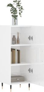 vidaXL Szafka, biała, połysk, 34,5x34x90 cm, materiał drewnopochodny 4