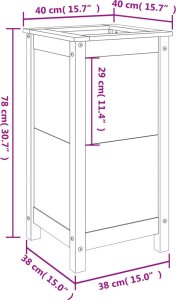 vidaXL Donica ogrodowa, czarna, 40x40x78 cm, lite drewno sosnowe 9
