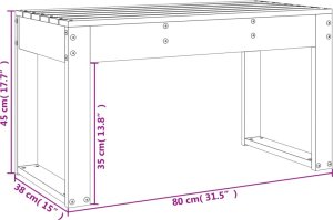 vidaXL Ławka ogrodowa, 80x38x45 cm, lite drewno sosnowe 8