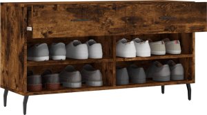 vidaXL Ławka z miejscem na buty, przydymiony dąb, 102x35x55 cm 4