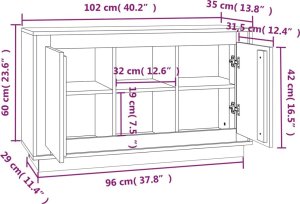 vidaXL Szafka, szary dąb sonoma, 102x35x60 cm, materiał drewnopochodny 9