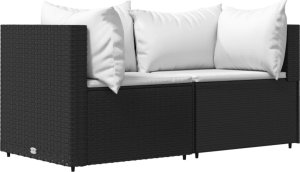 vidaXL Narożne moduły sofy z poduszkami, 2 szt., czarne, polirattan 2