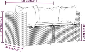 vidaXL Narożne moduły sofy z poduszkami, 2 szt., czarne, polirattan 8