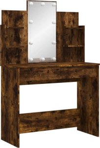 vidaXL Toaletka z oświetleniem LED, przydymiony dąb, 96x40x142 cm 3