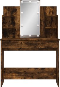 vidaXL Toaletka z oświetleniem LED, przydymiony dąb, 96x40x142 cm 5