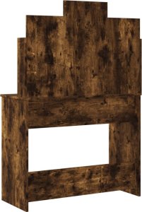 vidaXL Toaletka z oświetleniem LED, przydymiony dąb, 96x40x142 cm 7
