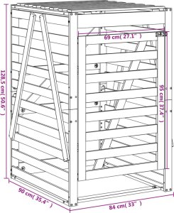 vidaXL Obudowa kosza na śmieci, miodowy brąz, 84x90x128,5 cm, sosna 12