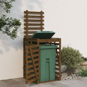 vidaXL Obudowa kosza na śmieci, miodowy brąz, 84x90x128,5 cm, sosna 3