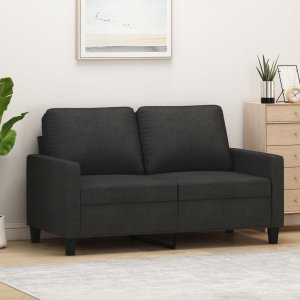 vidaXL Sofa 2-osobowa, czarna, 120 cm, tapicerowana tkaniną 1