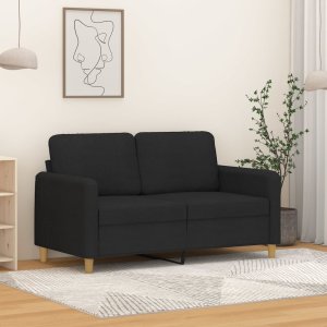 vidaXL Sofa 2-osobowa, czarna, 120 cm, tapicerowana tkaniną 1