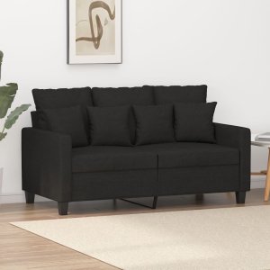 vidaXL Sofa 2-osobowa, czarna, 120 cm, tapicerowana tkaniną 1