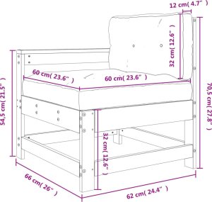 vidaXL Fotel ogrodowy z poduszkami, lite drewno sosnowe 9